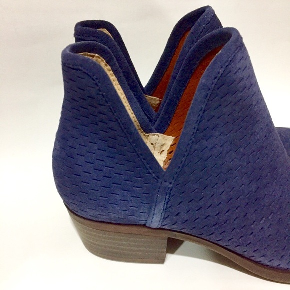 Sold Lucky Brand Baley Suede Blue Booties - Picture 3 of 8